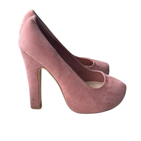 Torrid Faux Suede Pink Platform Heels Size 7 WW - Picture 1 of 7